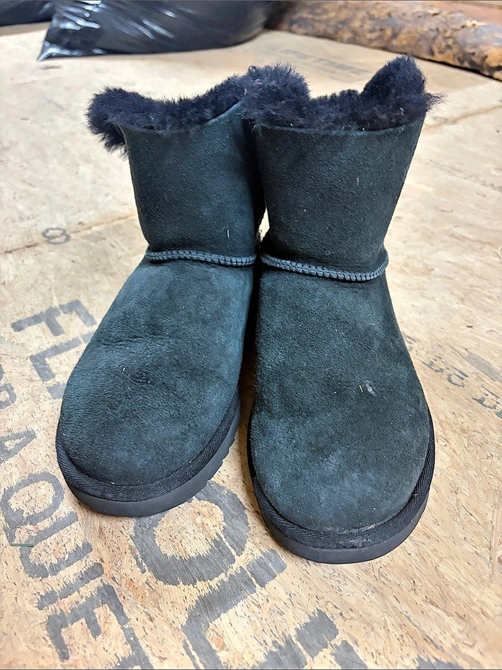 UGG Classic Mini Fluff Boot Black Fur-Lined Winter Boots